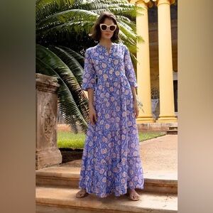 Oliphant Floral Maxi Dress in Blue and Pink